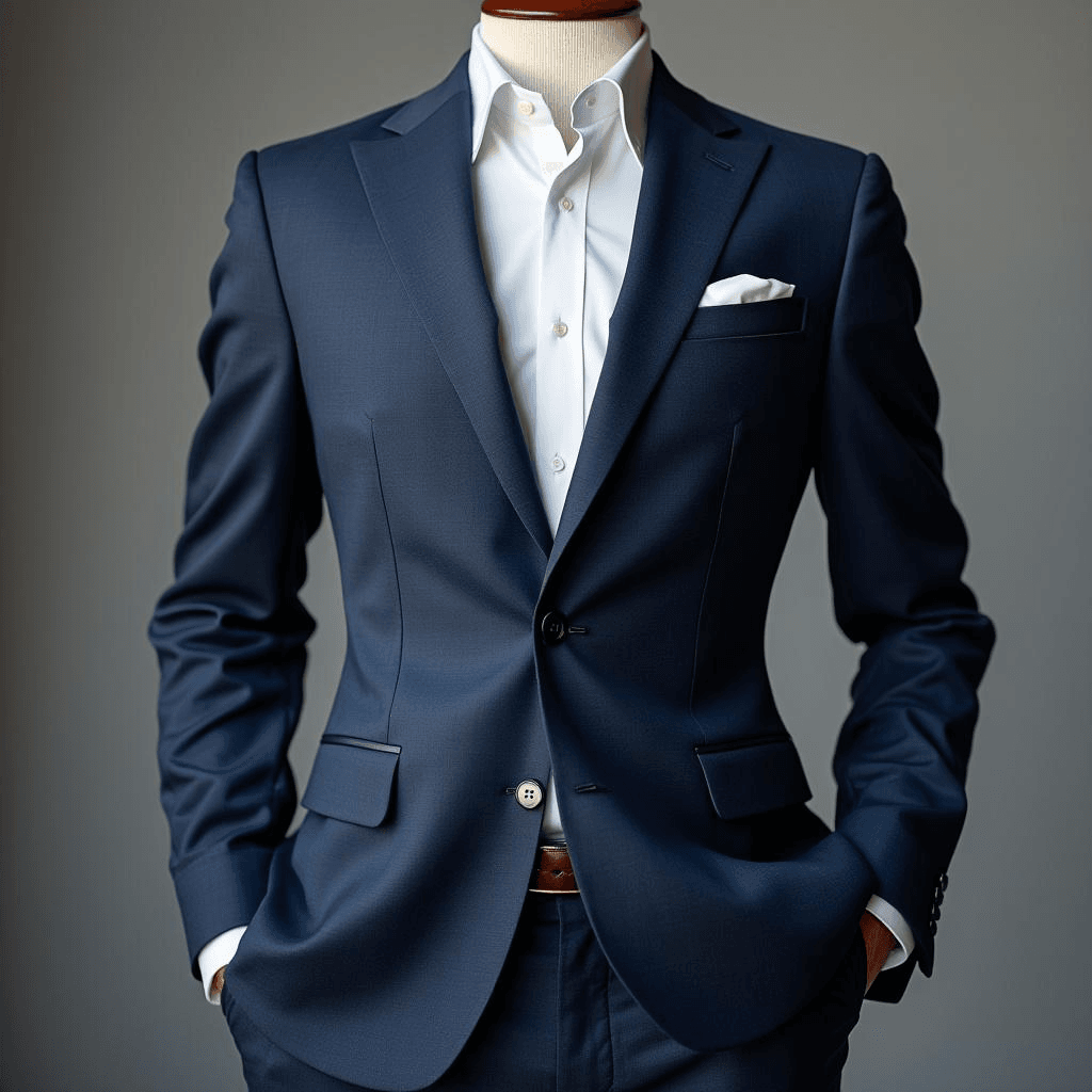 Premium Navy Blue Men's Suit - Classic Fit for Business and Formal Occasions