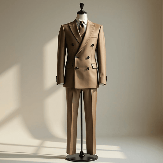 Premium Tan Double-Breasted Suit for Men