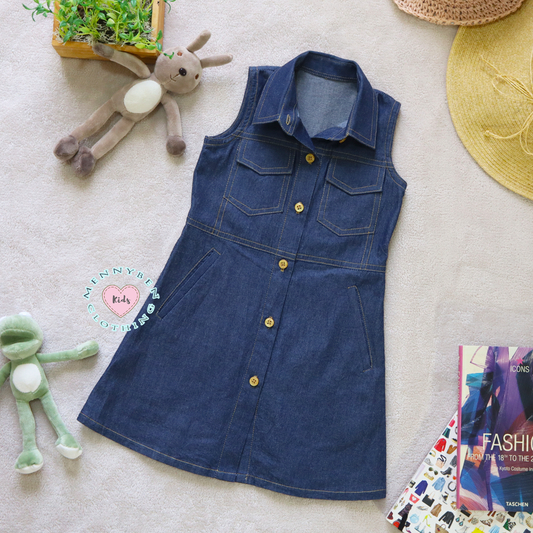 Trendy Kids’ Denim Sleeveless Dress - Perfect for Every Occasion