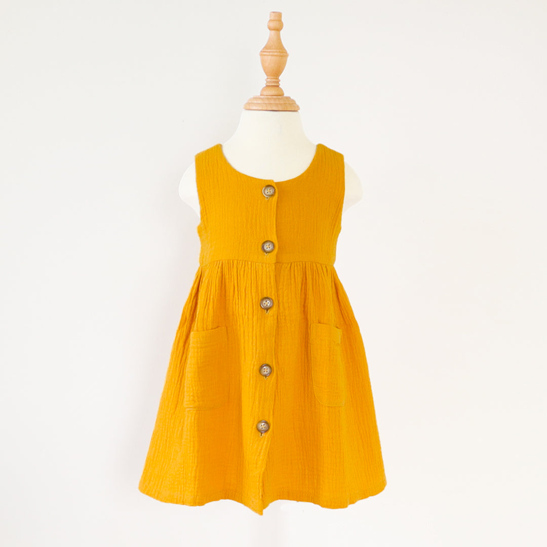 Adorable Mustard Button-Down Baby Dress