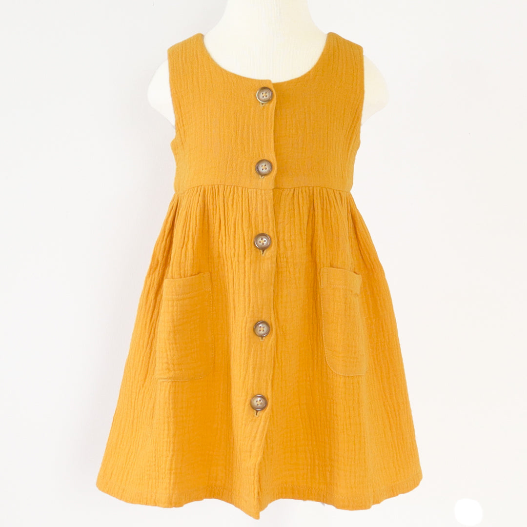 Adorable Mustard Button-Down Baby Dress