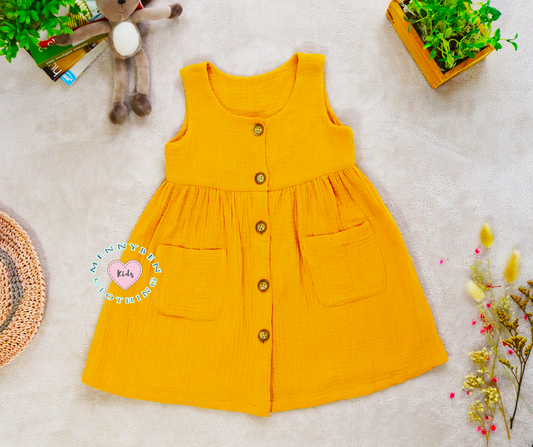 Adorable Mustard Button-Down Baby Dress