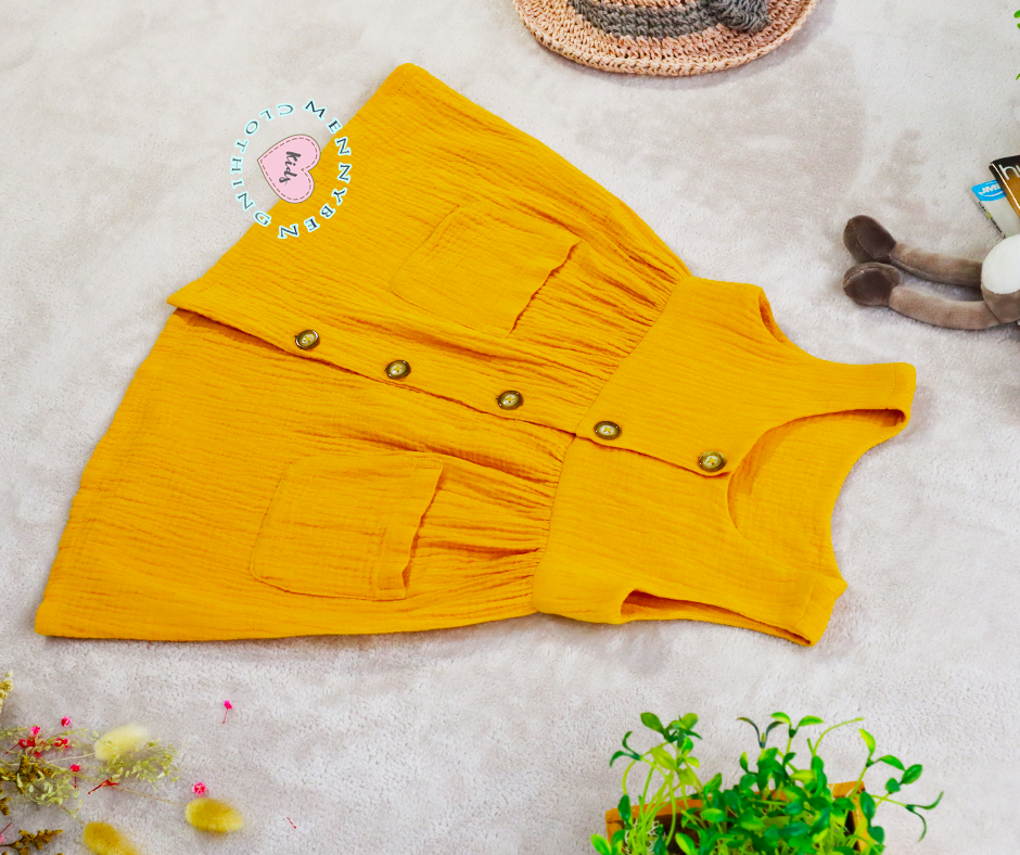 Adorable Mustard Button-Down Baby Dress