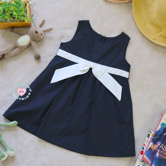 Adorable Black and White Polka Dot Dress with Bow for Girls