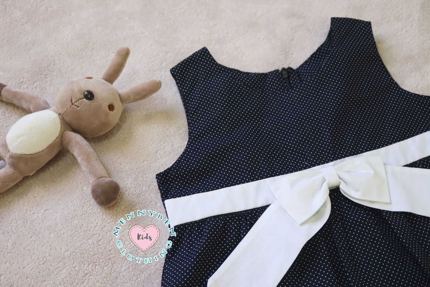 Adorable Black and White Polka Dot Dress with Bow for Girls