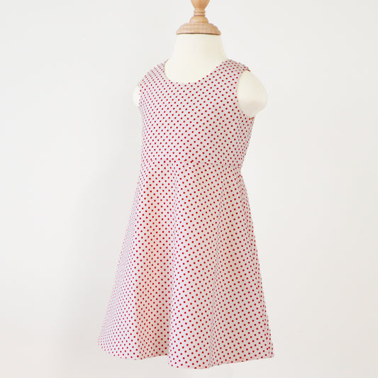 Red and White Polka Sleeveless Dress for Kids