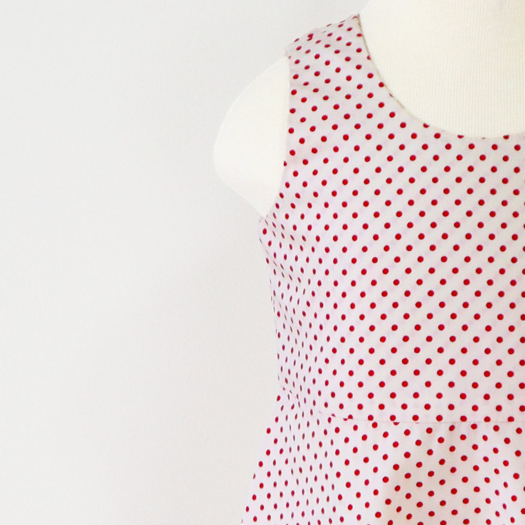 Red and White Polka Sleeveless Dress for Kids