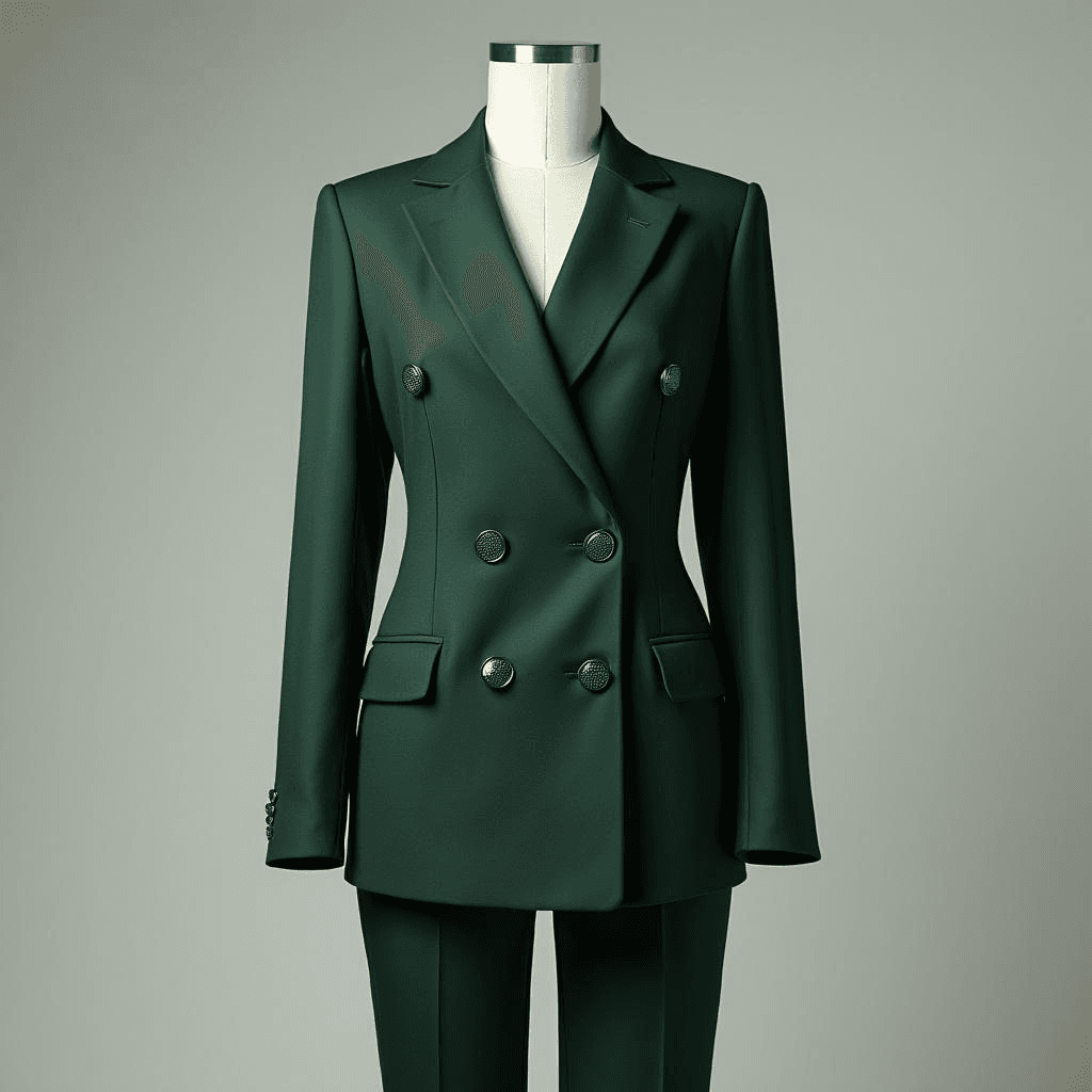 Forest Green Double-Breasted Women's Suit - Perfect for Every Occasion