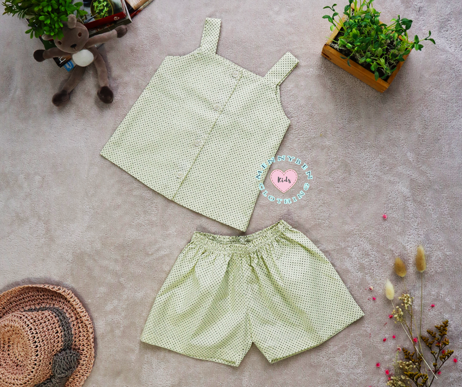 Summer Crop  Mini Polka Top and Shorts For Baby and Kids