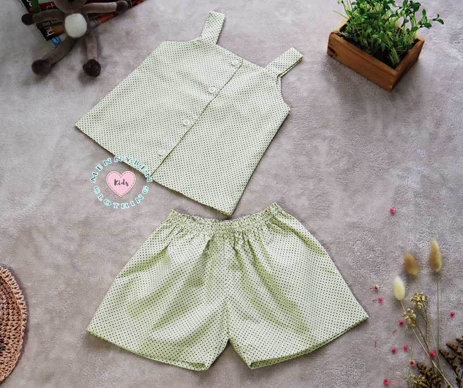 Summer Crop  Mini Polka Top and Shorts For Baby and Kids