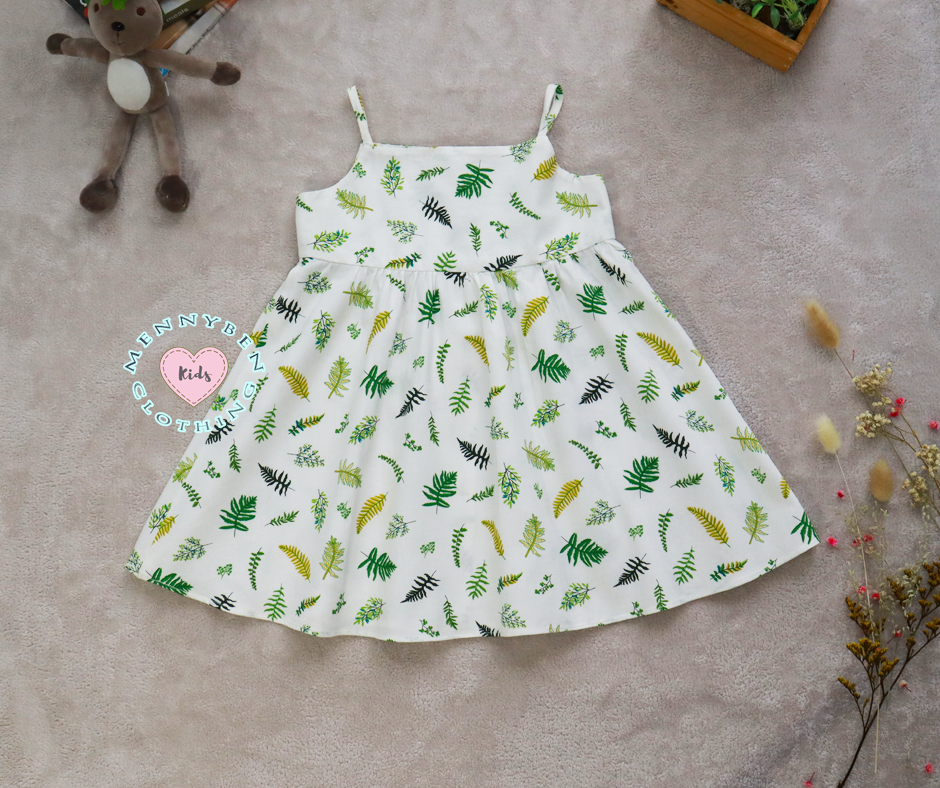 Adorable Kids' Summer Leaf Print Dress - Comfortable & Stylish