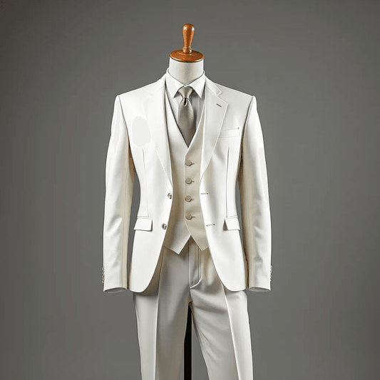 Premium Ivory Three-Piece Suit for Weddings & Formal Events